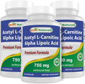 Best Naturals Acetyl L-Carnitine & Alpha Lipoic Acid 750 mg – 360 Count (3 x 120)