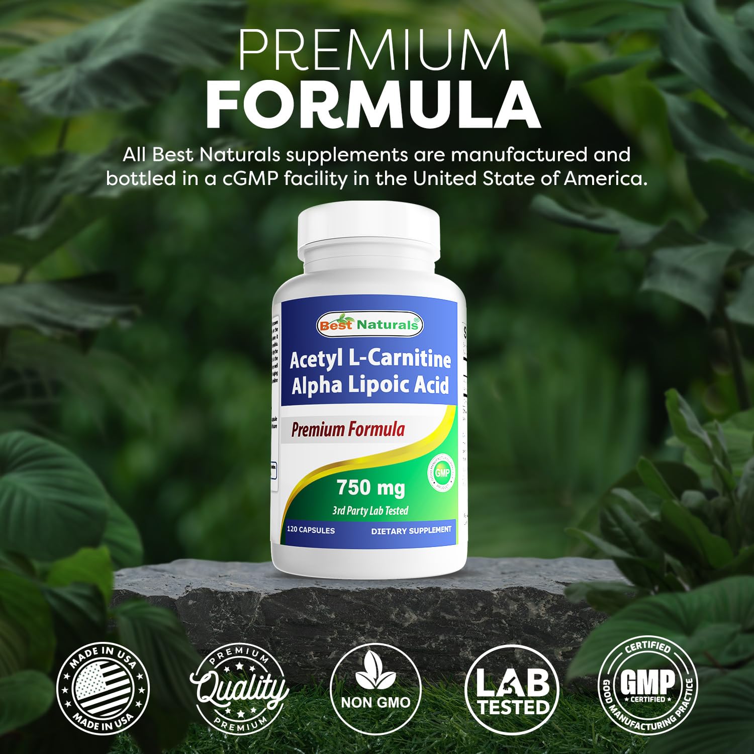 Best Naturals Acetyl L-Carnitine & Alpha Lipoic Acid 750 mg - 120 Capsules