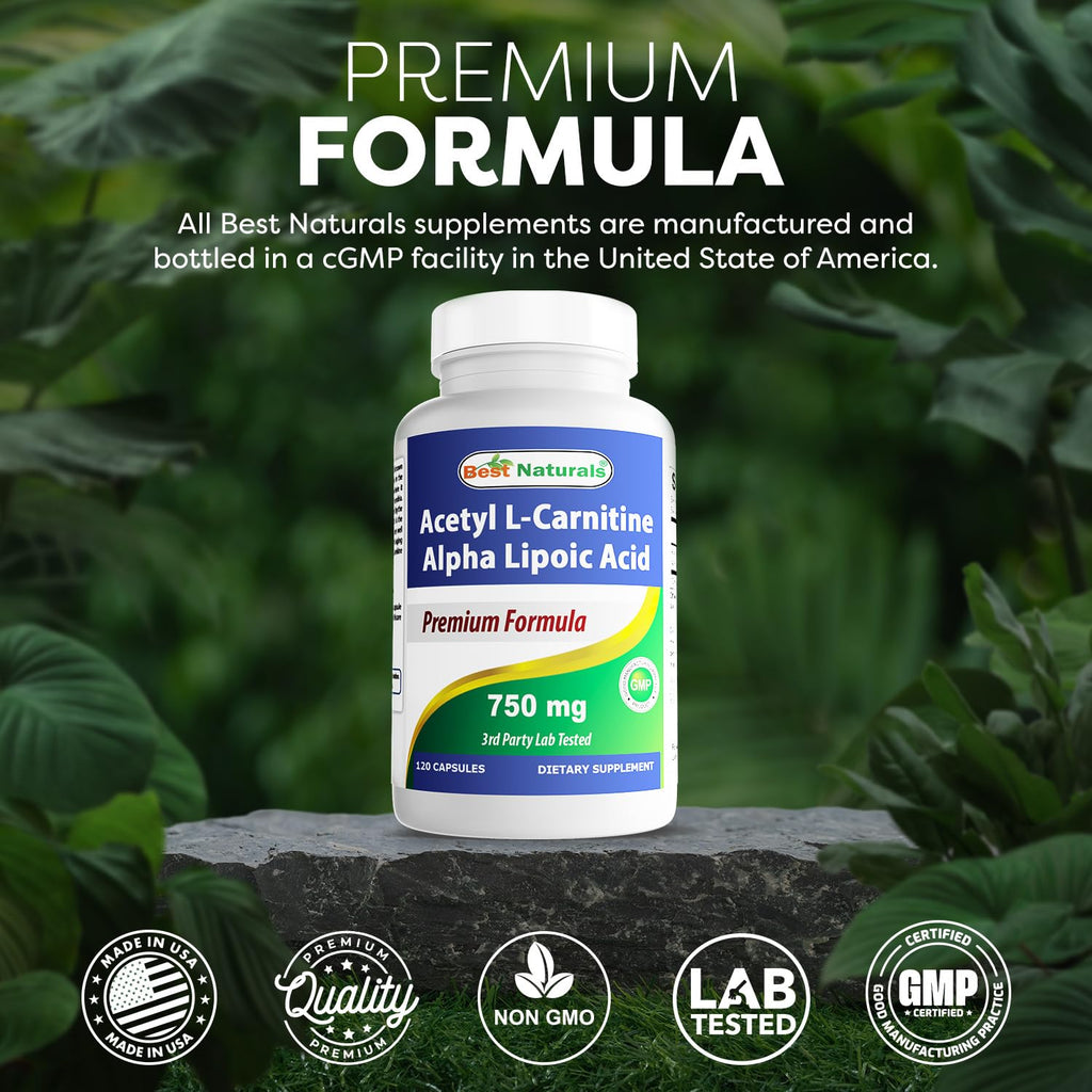 Best Naturals Acetyl L-Carnitine & Alpha Lipoic Acid 750 mg - 120 Capsules