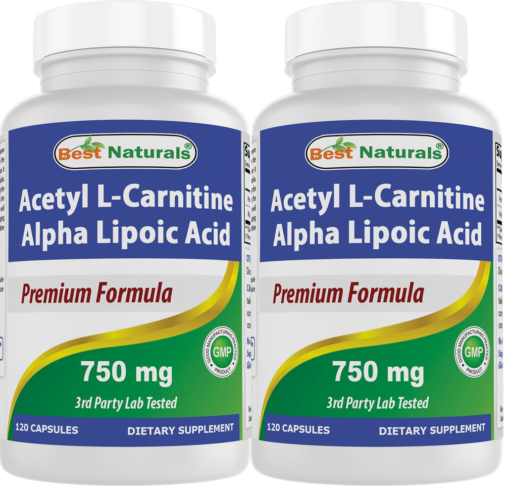 Best Naturals Acetyl L-Carnitine + Alpha Lipoic Acid 750 mg | 120 Capsules (Pack of 2)