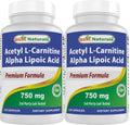 Best Naturals Acetyl L-Carnitine + Alpha Lipoic Acid 750 mg | 120 Capsules (Pack of 2)