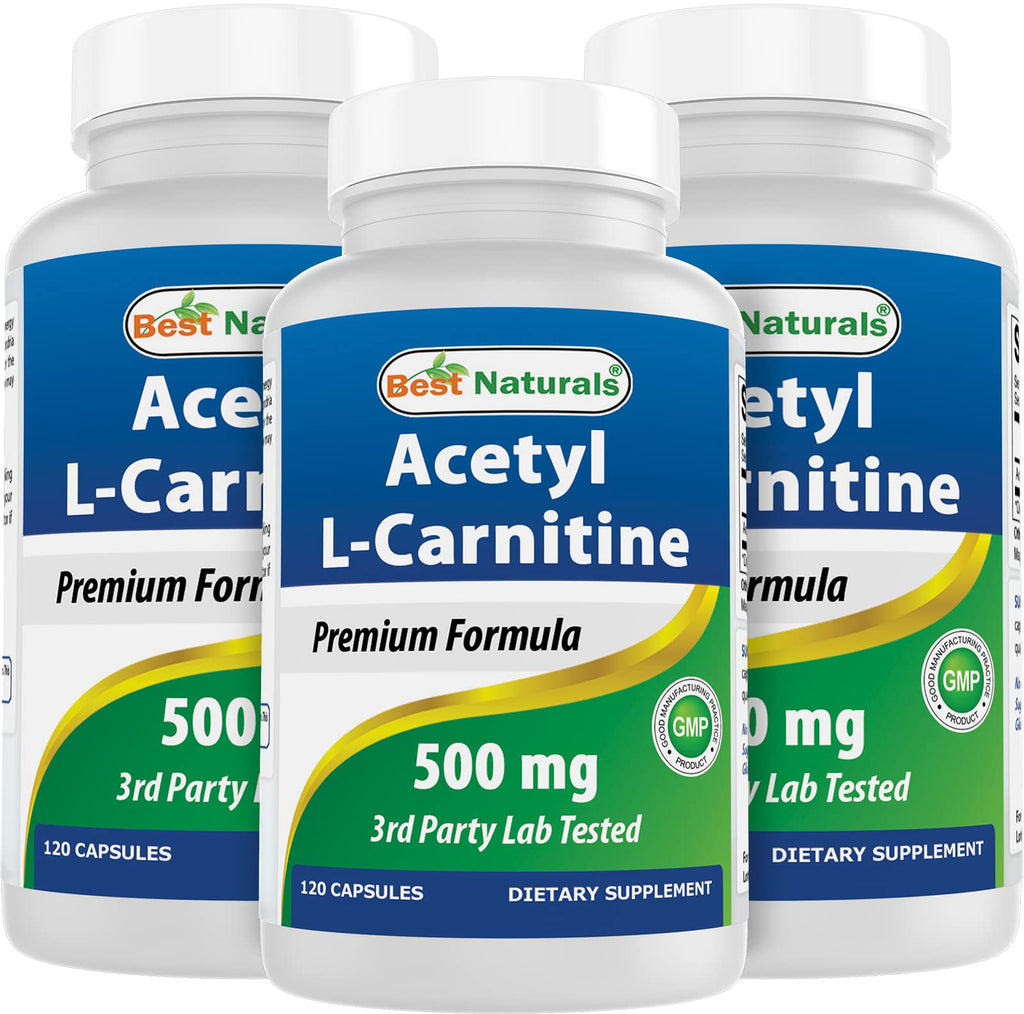 Best Naturals Acetyl L-Carnitine 500mg – 120 Servings (3 Pack) | Non-GMO & Gluten Free