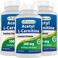 Best Naturals Acetyl L-Carnitine 500mg – 120 Servings (3 Pack) | Non-GMO & Gluten Free