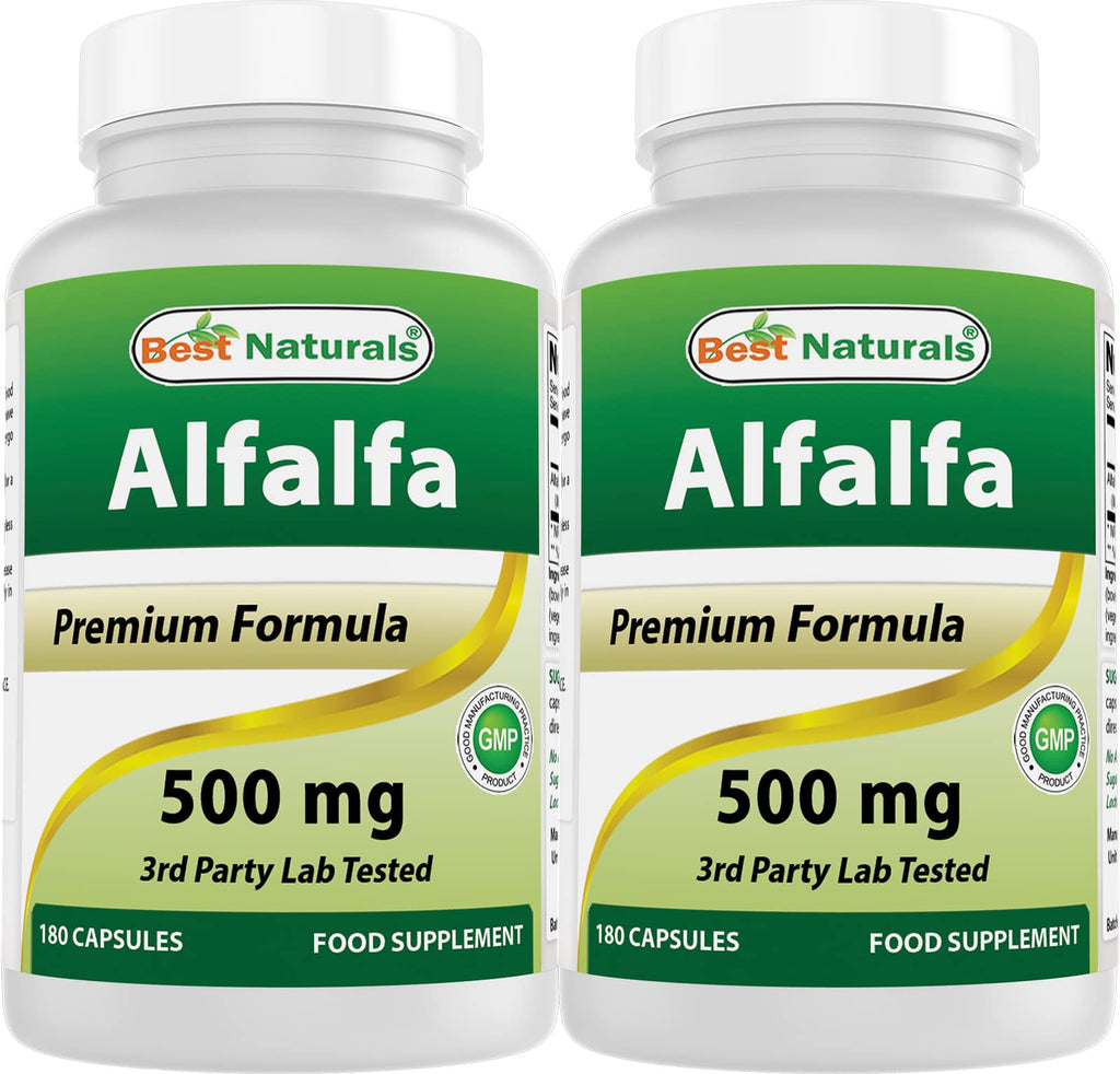 Best Naturals Alfalfa Green Super Food 500 mg – 180 Capsules (Pack of 2)