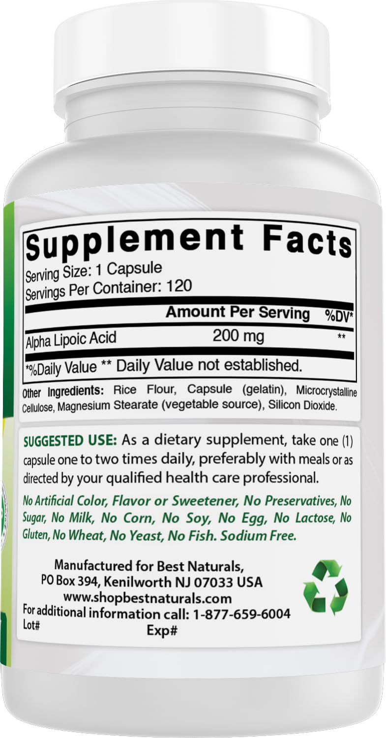 Best Naturals Alpha Lipoic Acid 200 mg – 120 Capsules (Pack of 3)