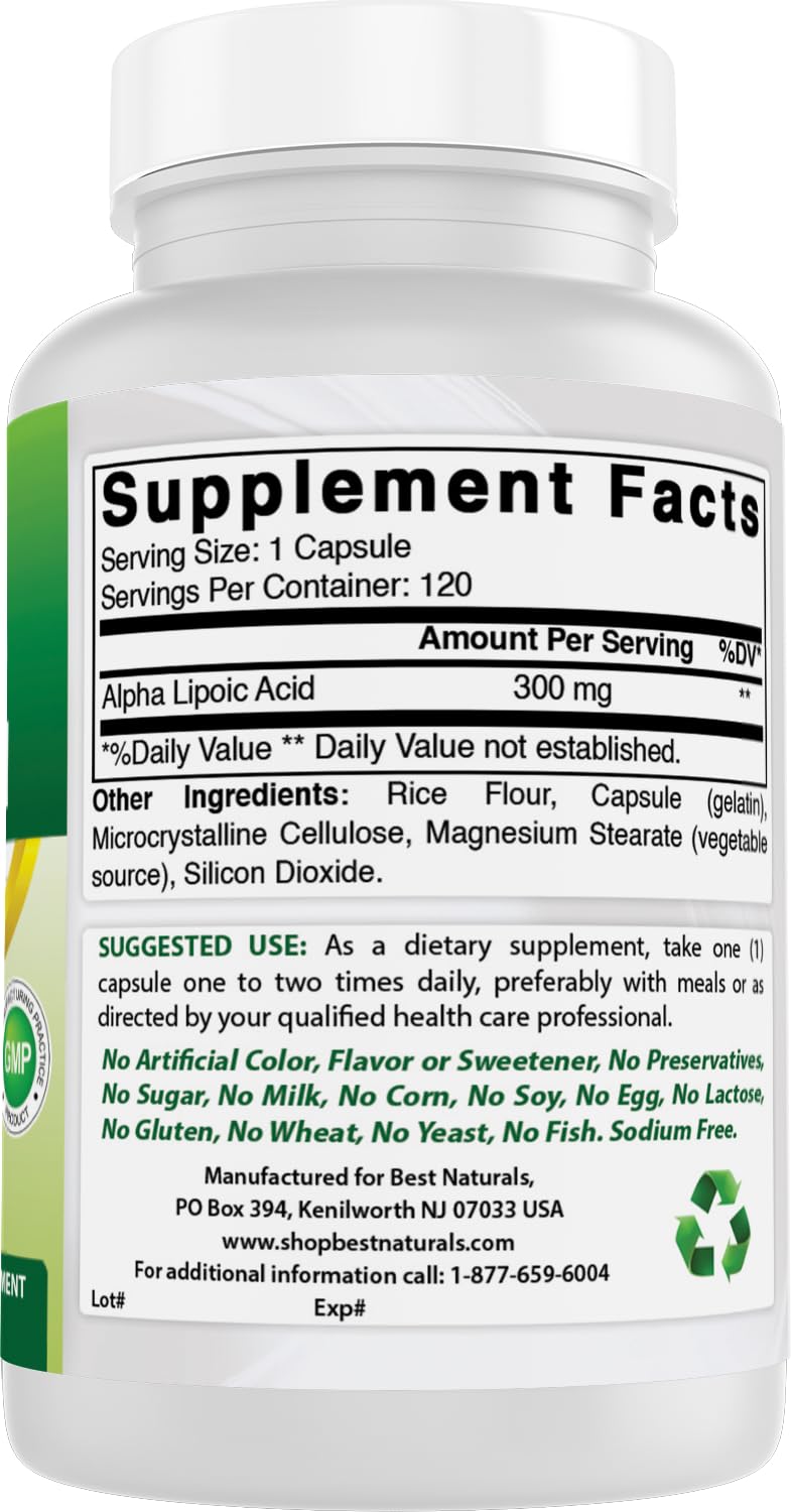 Best Naturals Alpha Lipoic Acid 300 mg - 120 Capsules (Pack of 3)