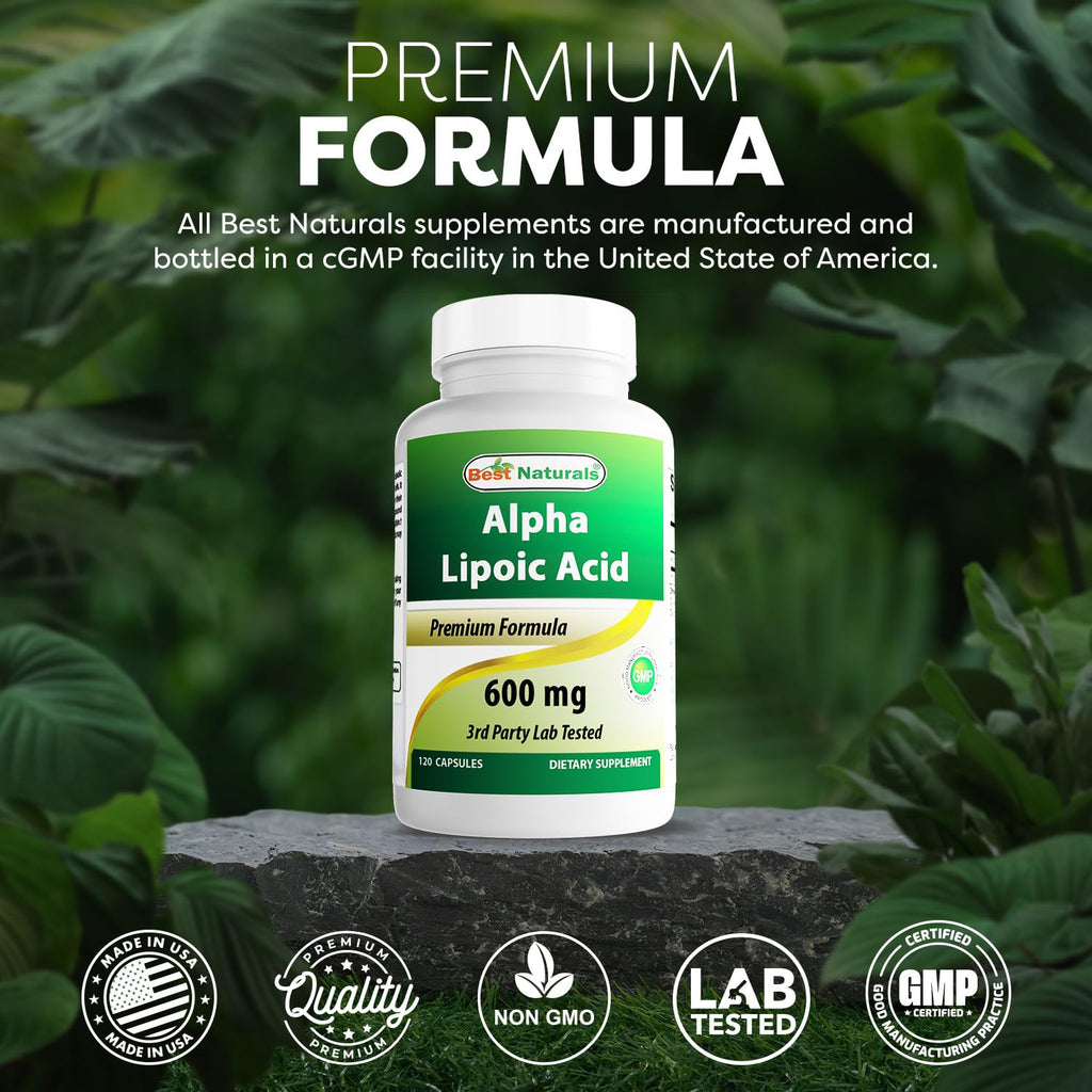 Best Naturals Alpha Lipoic Acid 600 mg | 120 Count (Pack of 2) – Non-GMO, Gluten Free