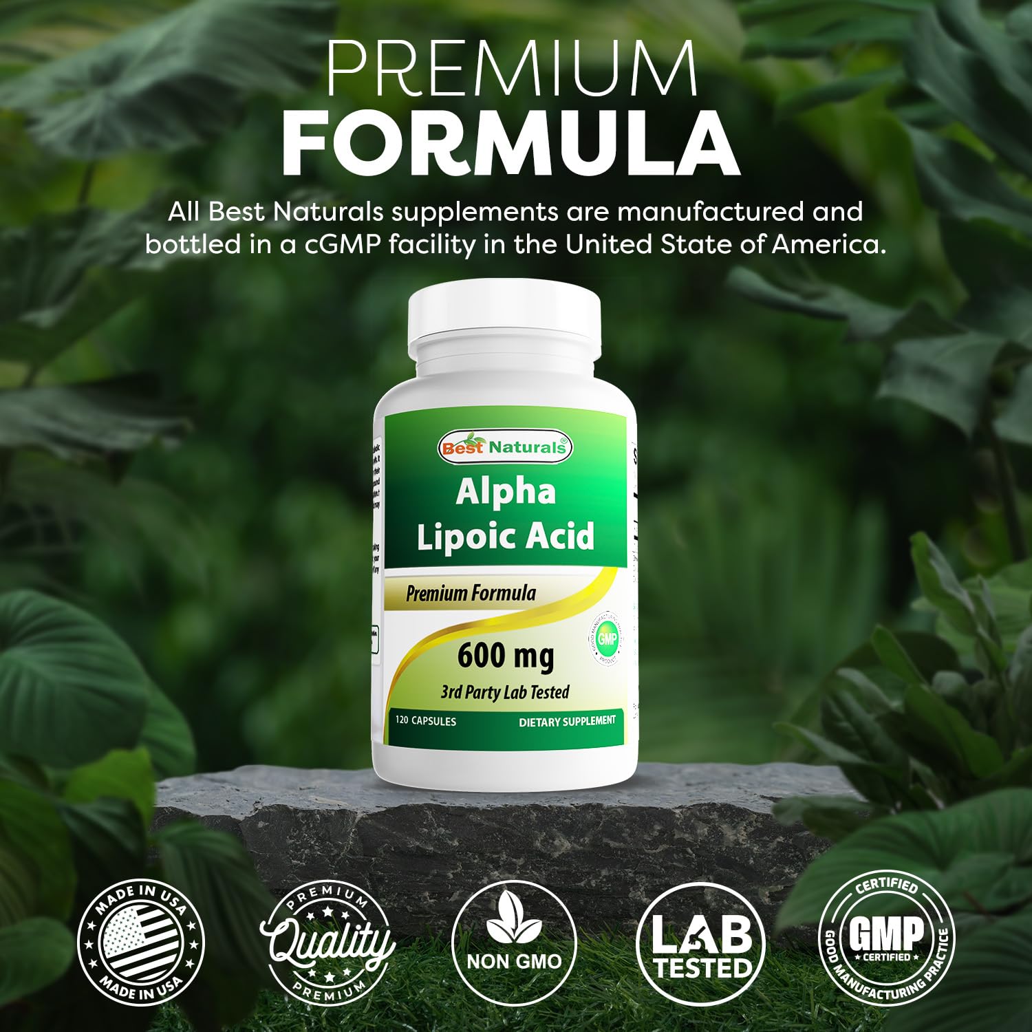 Best Naturals Alpha Lipoic Acid 600 mg | 120 Count (Pack of 2) – Non-GMO, Gluten Free