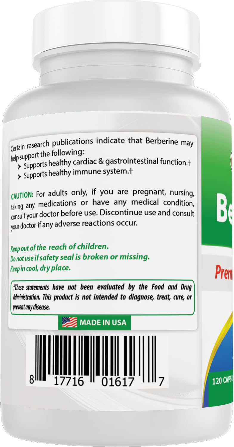 Best Naturals Berberine 500mg – 120 Capsules (Pack of 3) | Immune, Cardiovascular & GI Support