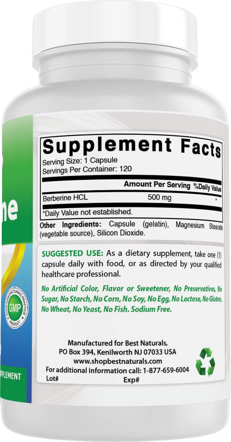 Best Naturals Berberine 500mg – 120 Capsules (Pack of 3) | Immune, Cardiovascular & GI Support