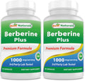 Best Naturals Berberine Plus 1000mg per Serving – Pack of 2, 60 Capsules Each | Non-GMO