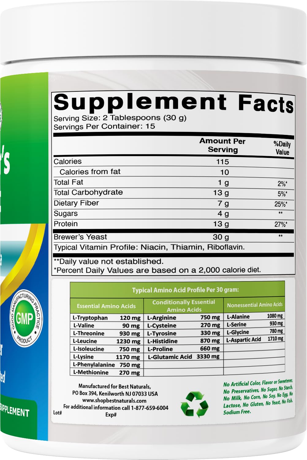 Best Naturals 2 Pack 100% Pure Brewer's Yeast Powder 16 oz – Lactation & Digestive Health