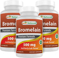Best Naturals Bromelain 500mg - 120 Tablets (Pack of 3) | Non-GMO & Gluten-Free