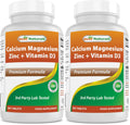 Best Naturals Calcium Magnesium Zinc with Vitamin D3, 300 Tablets - Calcium 1000 mg, Magnesium 400 mg, Zinc 25 mg & D3 600 IU per Serving (3 Tablets) (Pack of 2)