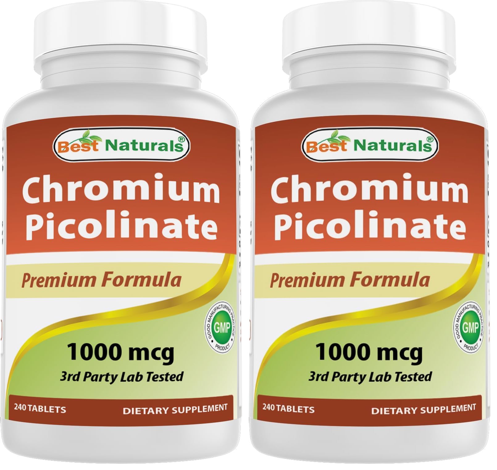 Best Naturals Chromium Picolinate 1000mcg — 240 Tablets (Pack of 2)