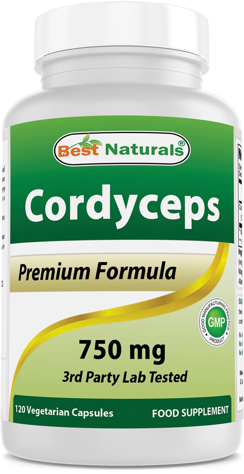 Best Naturals Cordyceps Sinensis Mycelium Powder 750 mg - 120 Veggie Capsules