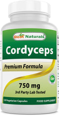 Best Naturals Cordyceps Sinensis Mycelium Powder 750 mg - 120 Veggie Capsules