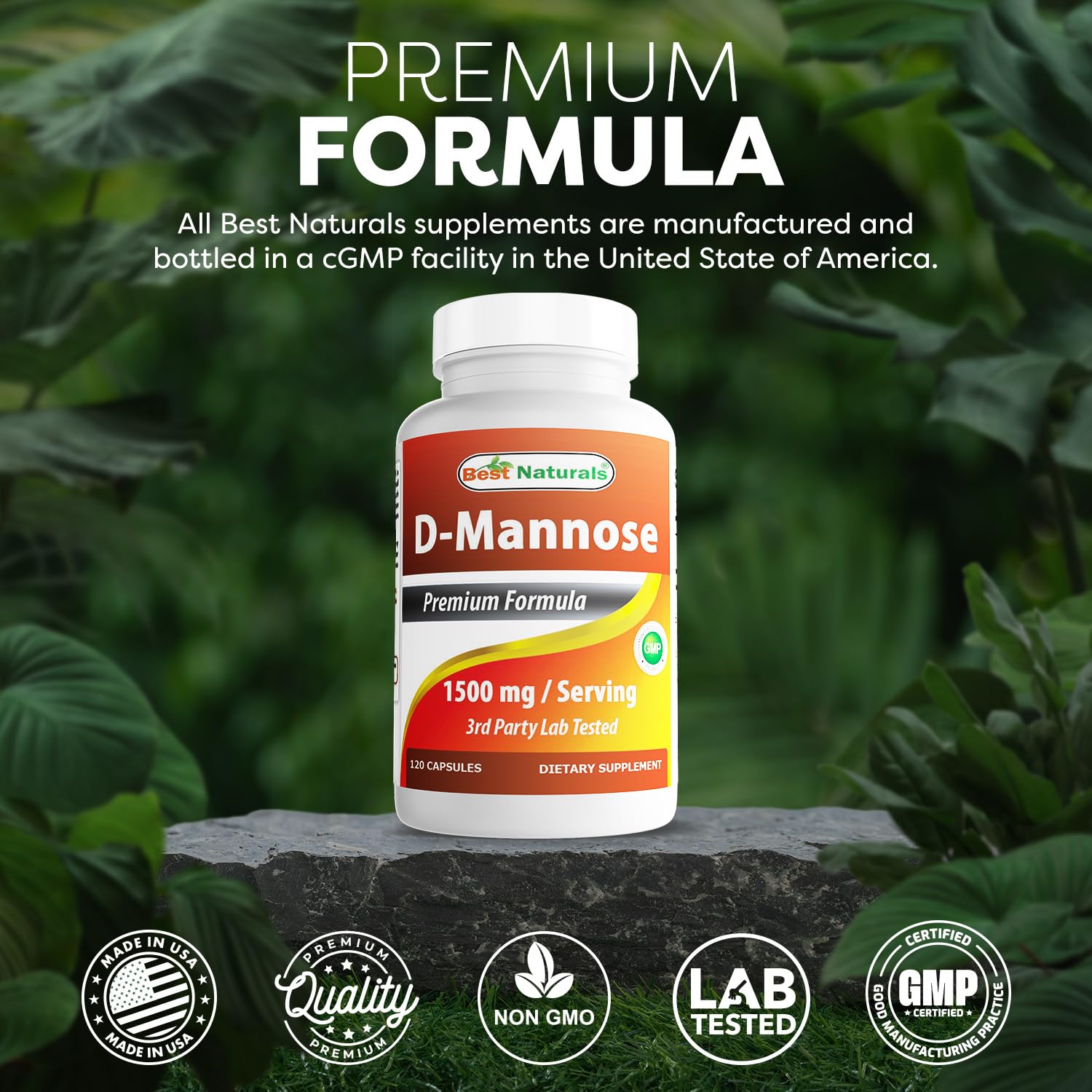 Best Naturals D-Mannose 1500 mg per Serving – 120 Capsules (Pack of 2)