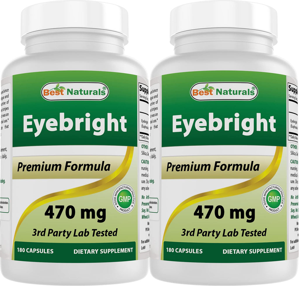 Best Naturals Eyebright 470 mg - 180 Capsules (180 Count, Pack of 2)