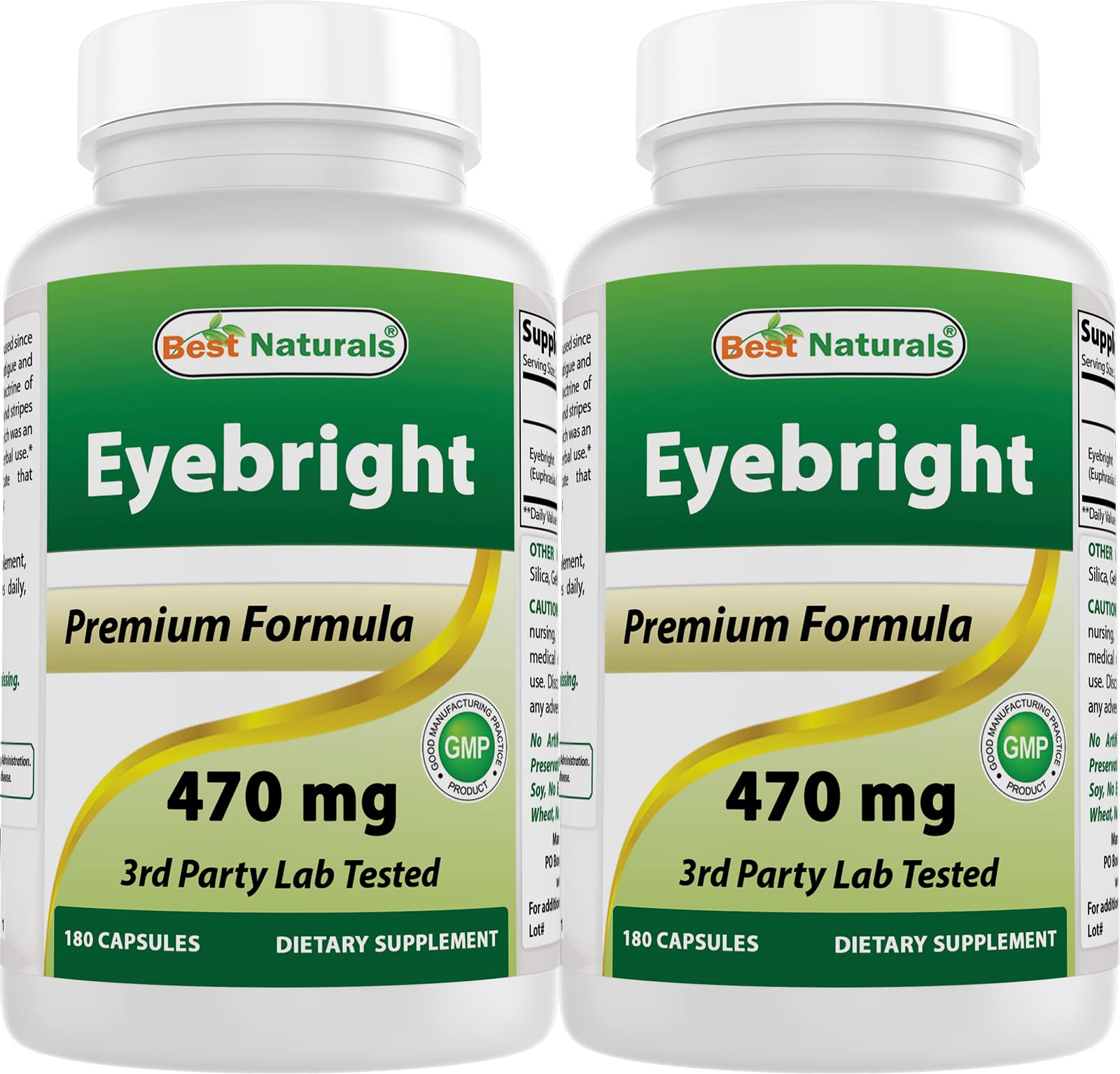 Best Naturals Eyebright 470 mg - 180 Capsules (180 Count, Pack of 2)
