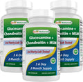 Best Naturals Glucosamine Chondroitin MSM Joint Supplement – 2600 mg/Serving, 180 Capsules per Bottle, Pack of 3