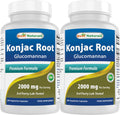 Best Naturals Konjac Glucomannan 2000 mg - 2 Pack, 180 Vegetarian Capsules