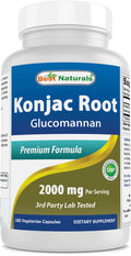 Best Naturals Konjac Root 2000mg, 180 Count - Glucomannan Fiber Supplement