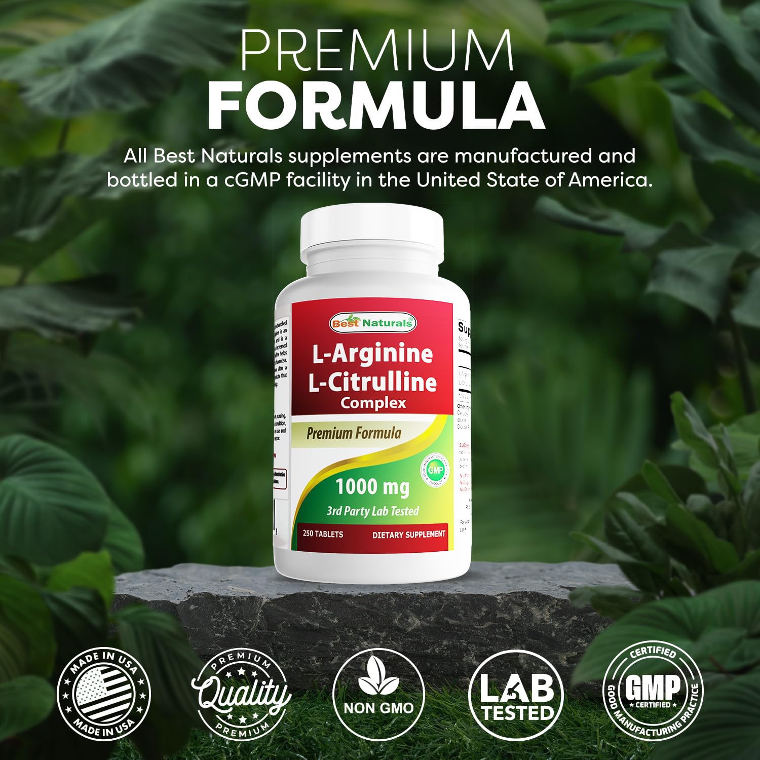 Best Naturals L-Arginine L-Citrulline Complex Tablets – 250 Count