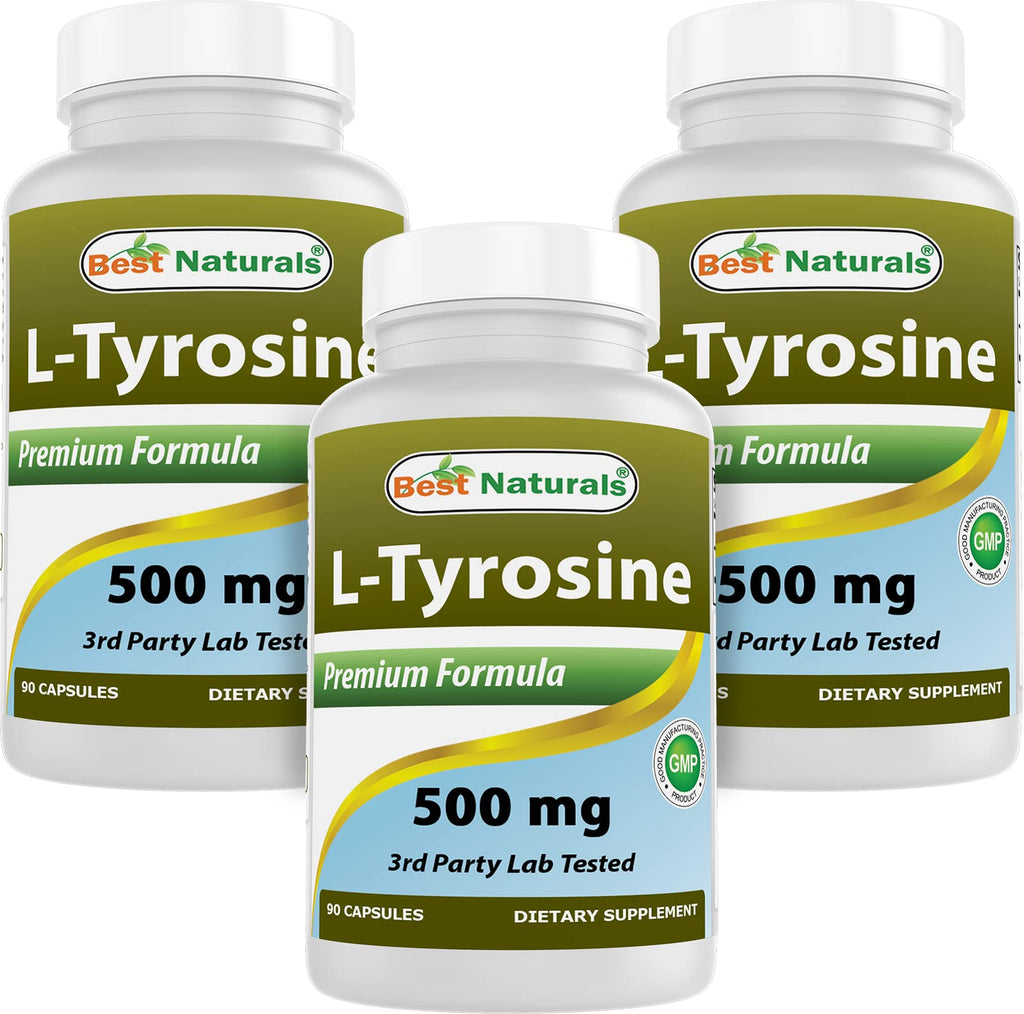 Best Naturals L-Tyrosine 500 mg – 90 Capsules (Pack of 3)