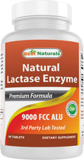 Best Naturals Lactase Enzyme Tablets for Lactose Intolerance - 9000 FCC ALU, 90 Count