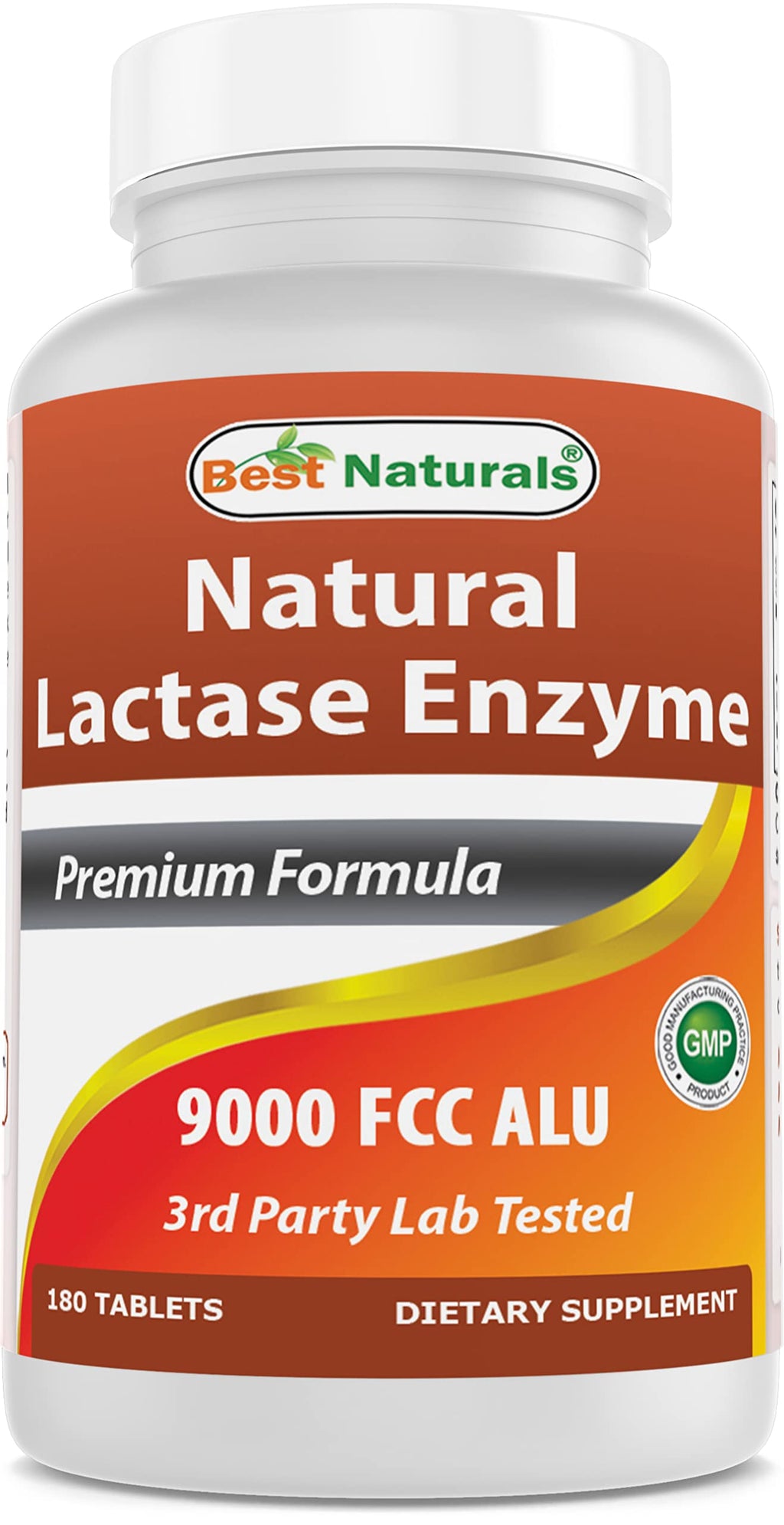 Best Naturals Lactase Enzyme Tablets – 9000 FCC ALU, 180 Count