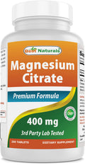 Best Naturals Magnesium Citrate 400 mg - 250 Tablets | Elemental 400 mg per 2 Tablets