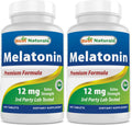 Best Naturals Melatonin 12 mg (365 Count Pack of 2) - Drug-Free Sleep Aid