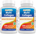 Best Naturals Multi Collagen Pills 2000mg – Hair, Skin & Nails | Types I, II, III, V, X | Biotin, Hyaluronic Acid & Vitamin C (Pack of 2)