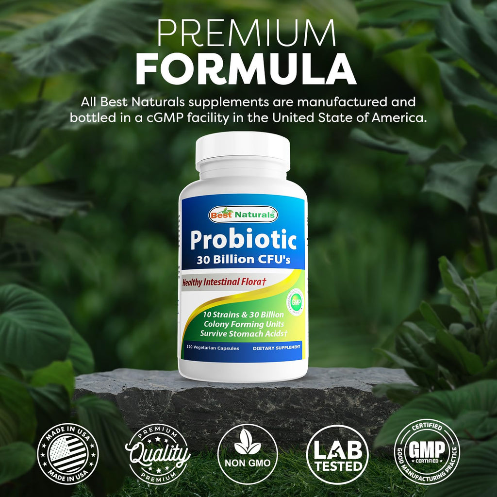 Best Naturals Probiotic 10 Strains – 30 Billion CFU, 120 Veggie Caps (Pack of 3)