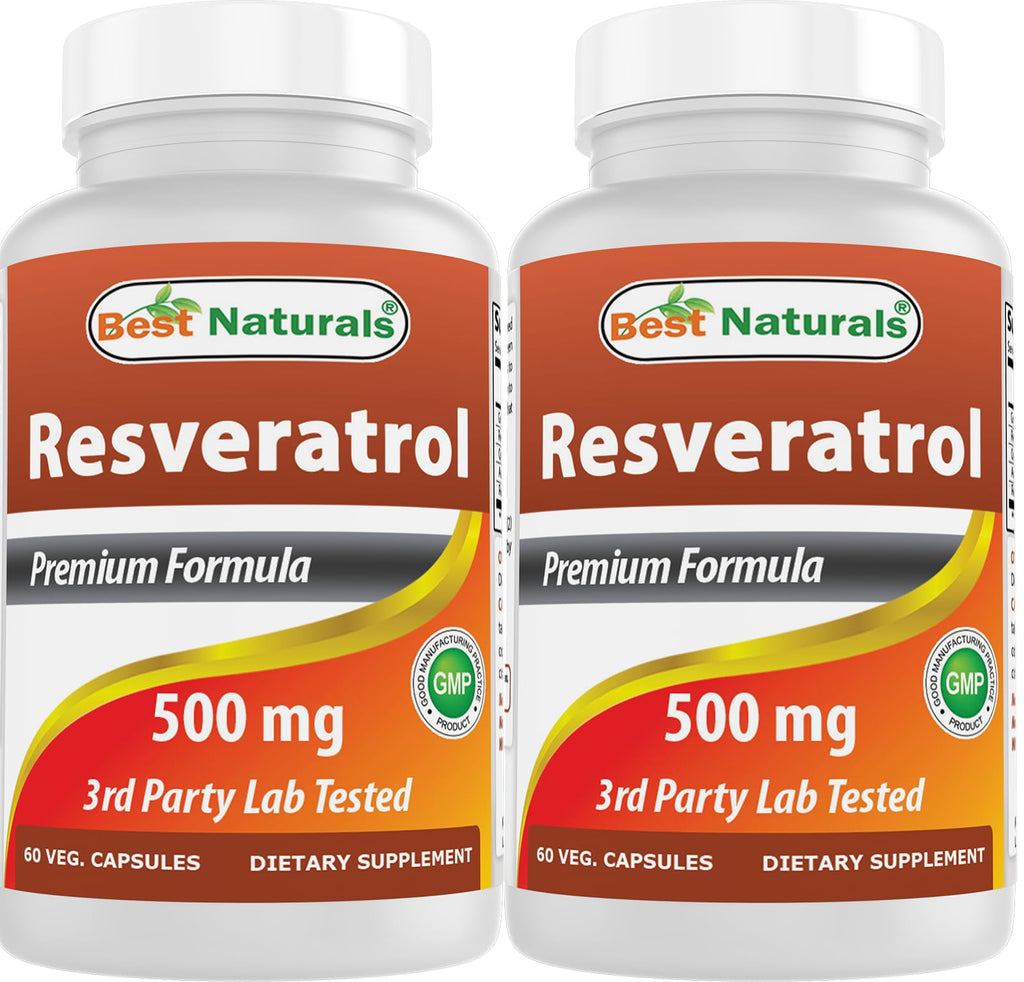 Best Naturals Resveratrol Complex 500 mg – 120 Veg Capsules (Gluten Free, Non-GMO)