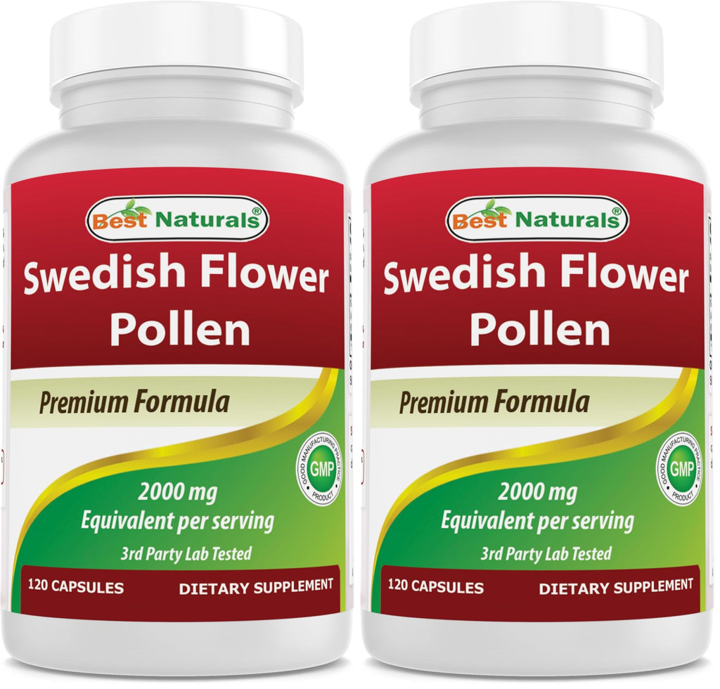 Best Naturals Swedish Flower Pollen 4:1 Extract 500 mg - 120 Capsules (Pack of 2)