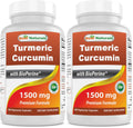 Best Naturals Turmeric Curcumin 1500mg with Bioperine – 180 Veggie Caps (Pack of 2)
