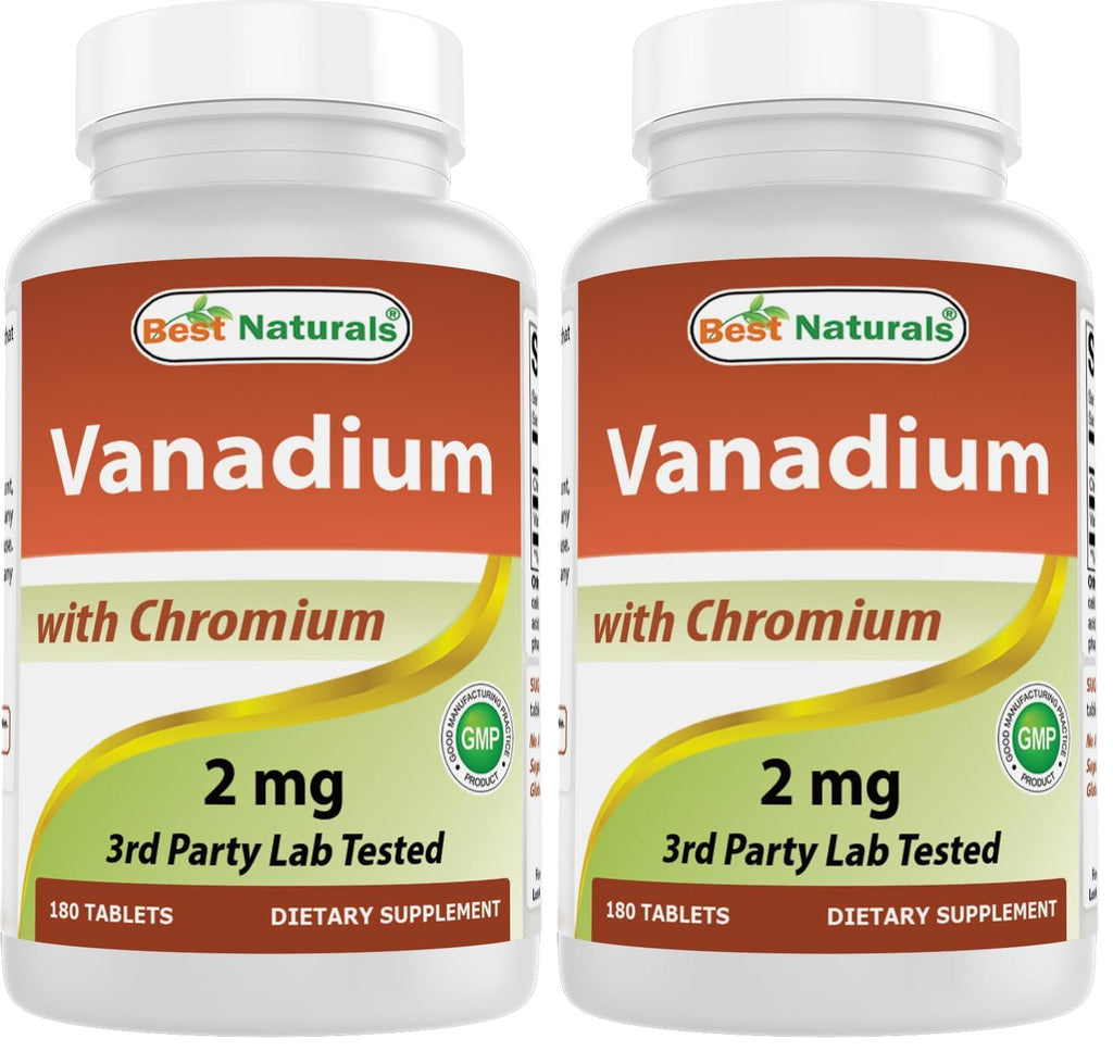Best Naturals Vanadium 2 mg with Chromium Polynicotinate 200 mcg – 180 Tablets (Pack of 2)