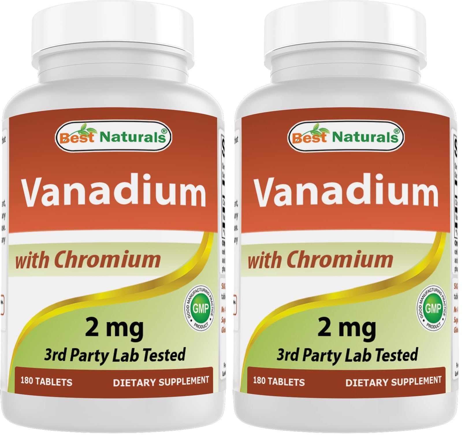 Best Naturals Vanadium 2 mg with Chromium Polynicotinate 200 mcg – 180 Tablets (Pack of 2)