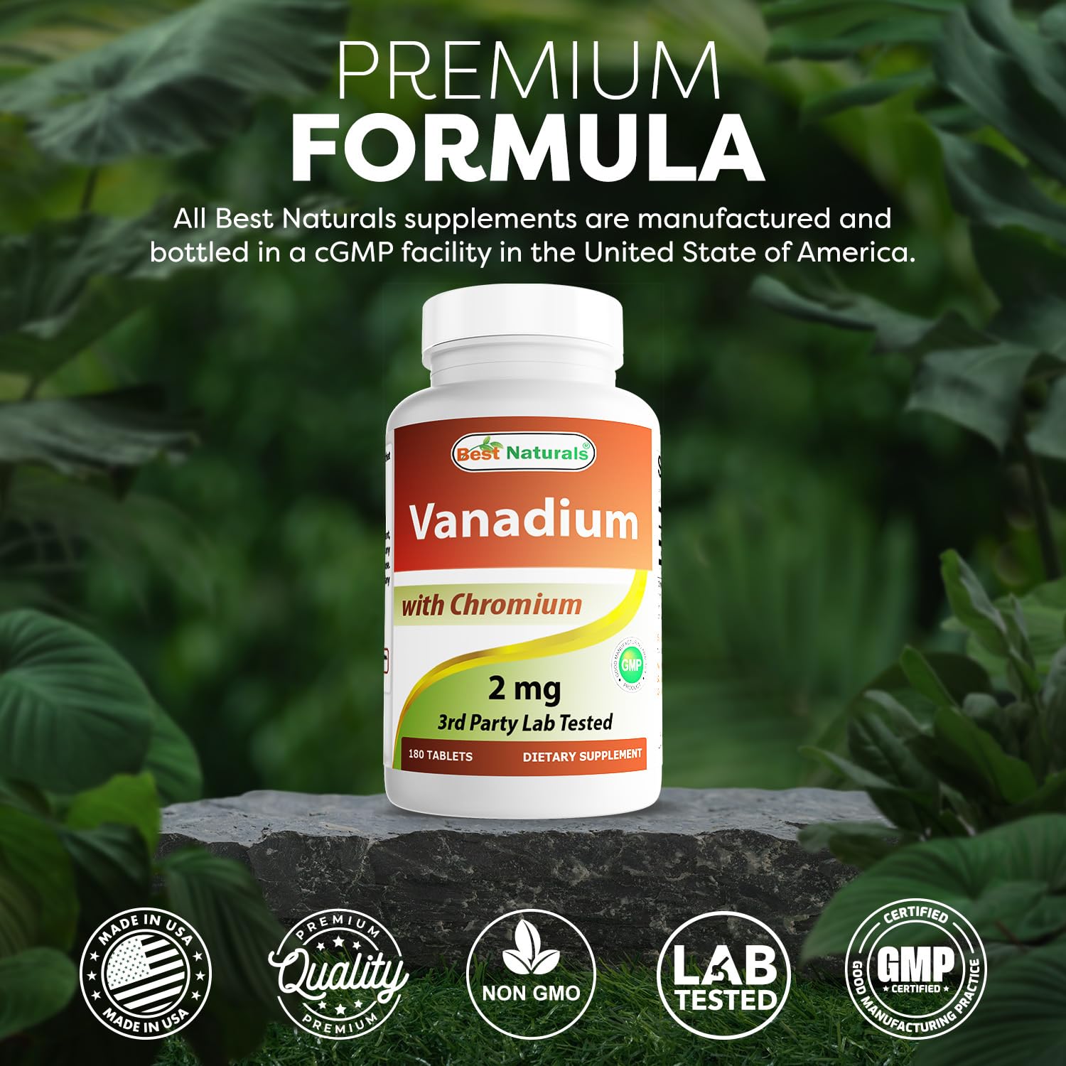 Best Naturals Vanadium 2 mg with Chromium Polynicotinate 200 mcg – 180 Tablets (Pack of 2)