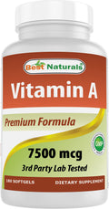 Best Naturals Vitamin A 25000 IU - 180 Softgels, Non-GMO Formula for Vision & Immunity
