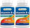 Best Naturals Vitamin B6 Tablet 100 mg - 250 Count Pack of 2 | Non-GMO & Gluten-Free | Made in USA