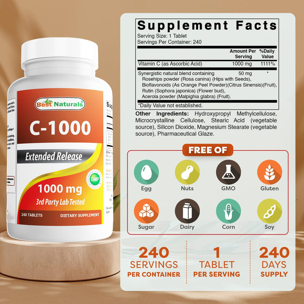 Best Naturals Vitamin C 1000 mg with Rose Hips – Berry (2 Pack)