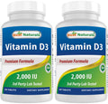Best Naturals Vitamin D3 2000 IU - 2-Pack, 100 Tablets - Immune & Bone Support