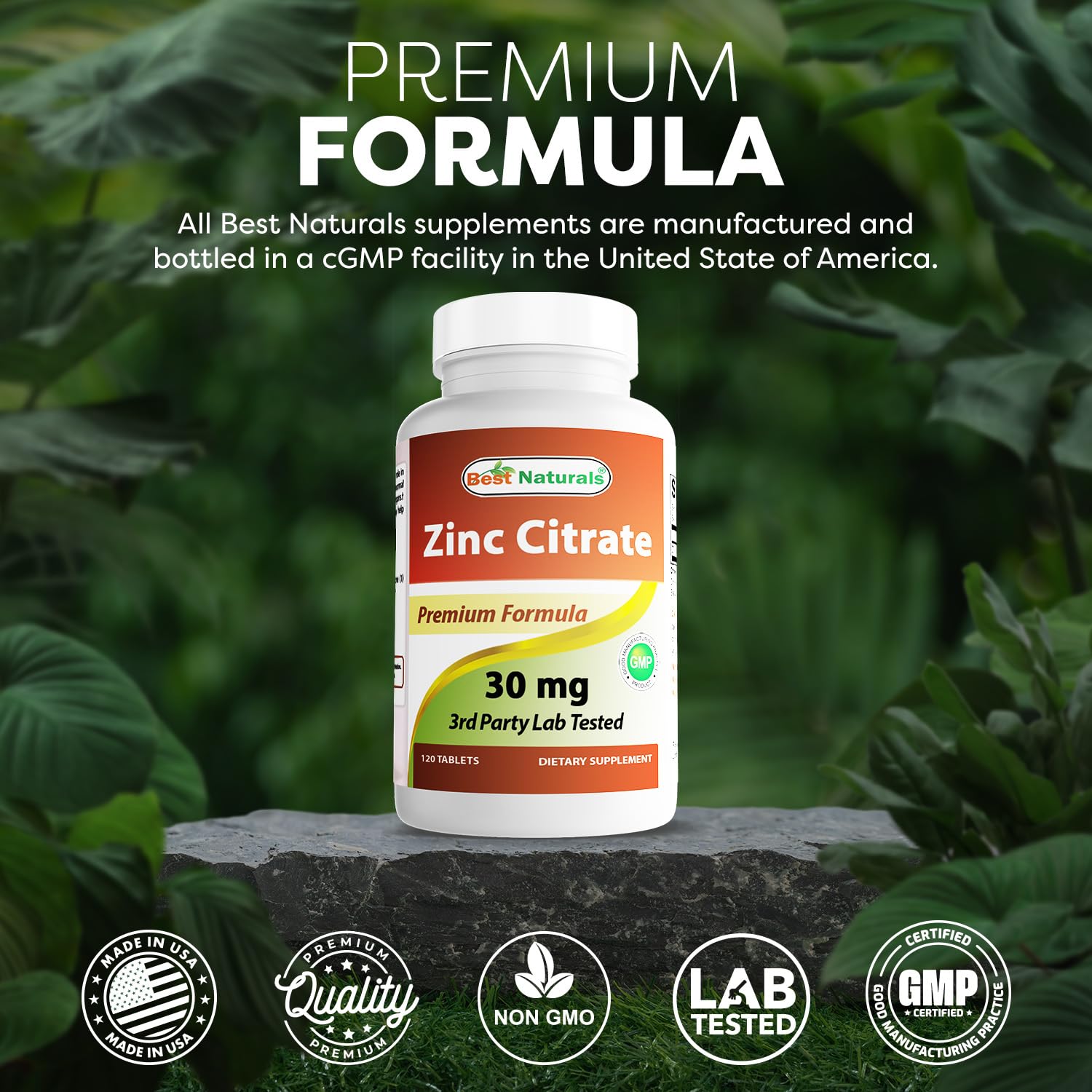 Best Naturals Zinc 30mg (Zinc Citrate) - 120 Tablets Pack of 2 - Immune Support