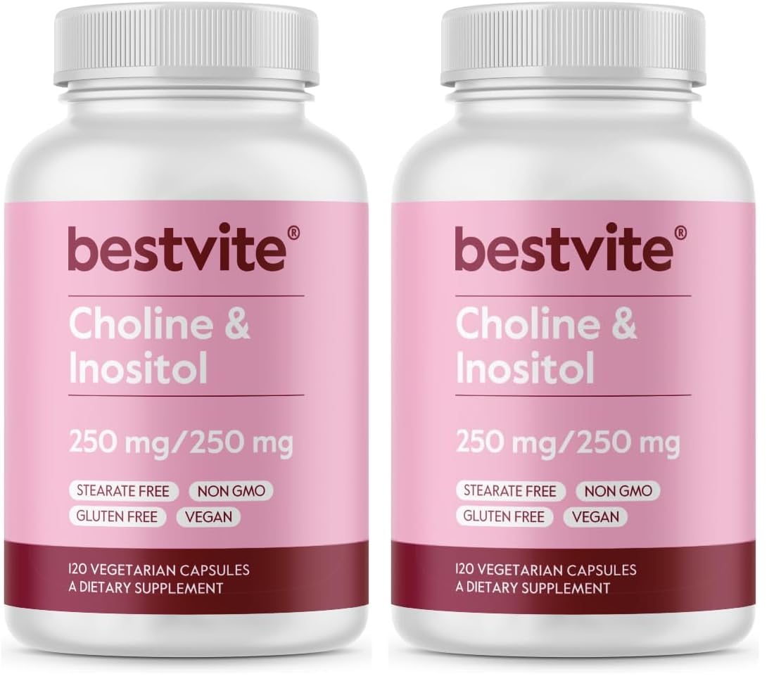 BESTVITE Choline Inositol 500mg – 120 Vegetarian Capsules – Vegan, Gluten Free, Non-GMO (Pack of 2)