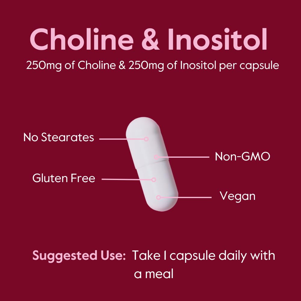 BESTVITE Choline Inositol 500mg – 120 Vegetarian Capsules – Vegan, Gluten Free, Non-GMO (Pack of 2)