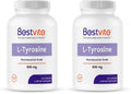 BESTVITE L-Tyrosine 500mg (240 Capsules) – Pack of 2 – No Stearates, Non-GMO, Gluten Free