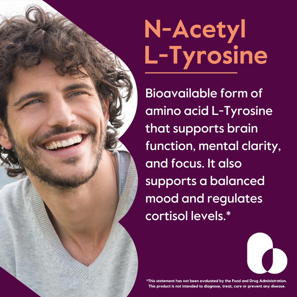 BESTVITE N-Acetyl L-Tyrosine 350mg (NALT) – 120 Capsules – Gluten Free, Non-GMO, No Stearates